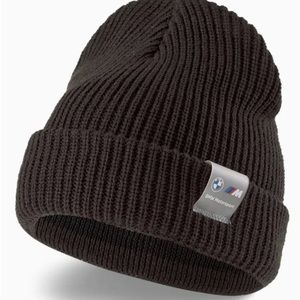 Puma x BMW Mens Unisex Black M Motorsport  Stretch Ribbed Beanie Hat NWT